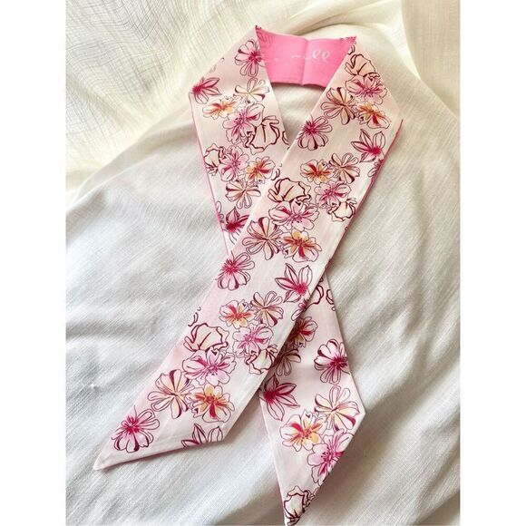 Pink floral scarf with hint of yellow ￼ - Picture 1 of 2